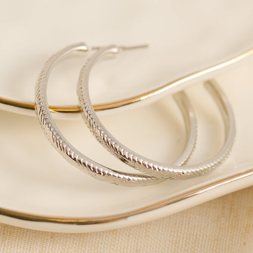 Diamond Cut Open C-Hoop Earrings