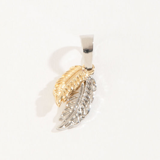 Layer Me Two Tone Feather Pendant Charm