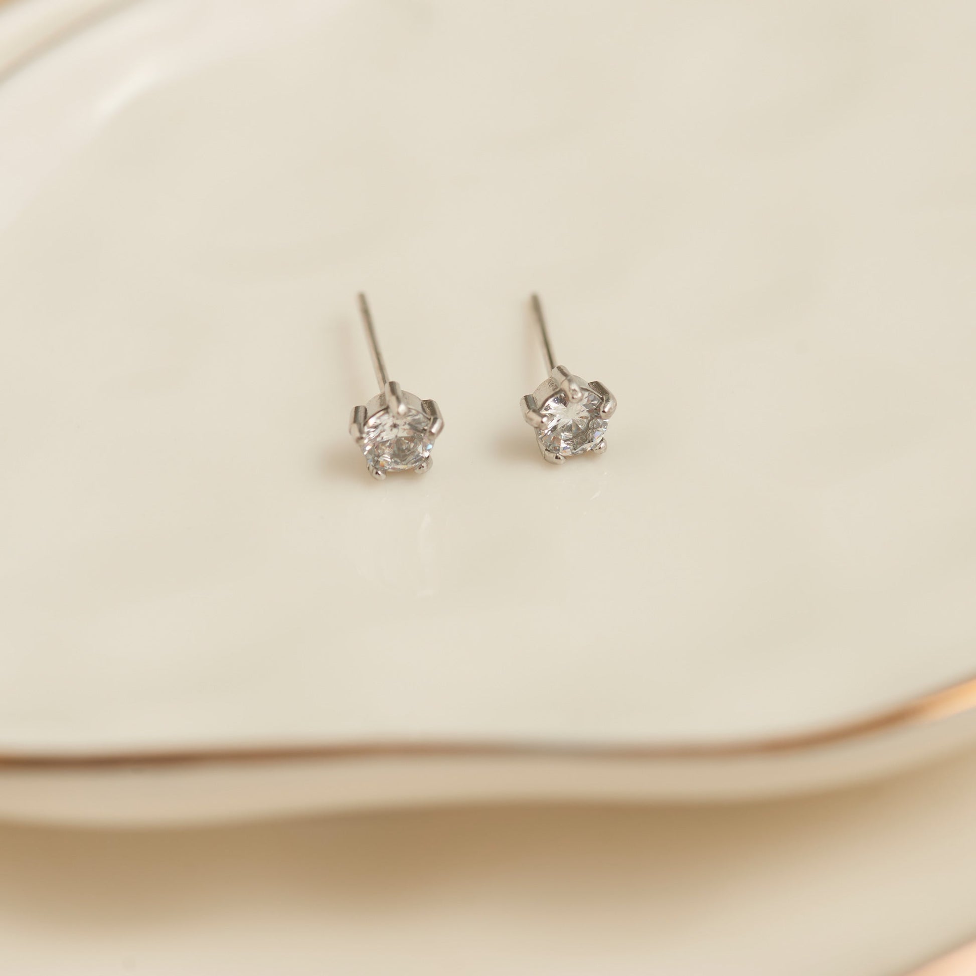 Narelle Waterproof 4mm Round Cubic Zirconia Stud Earrings