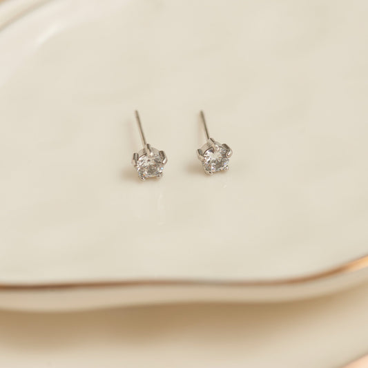 Narelle Waterproof 4mm Round Cubic Zirconia Stud Earrings