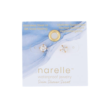 Narelle Waterproof 5mm Round Cubic Zirconia Stud Earrings