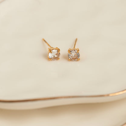 Narelle Waterproof 5mm Round Cubic Zirconia Stud Earrings
