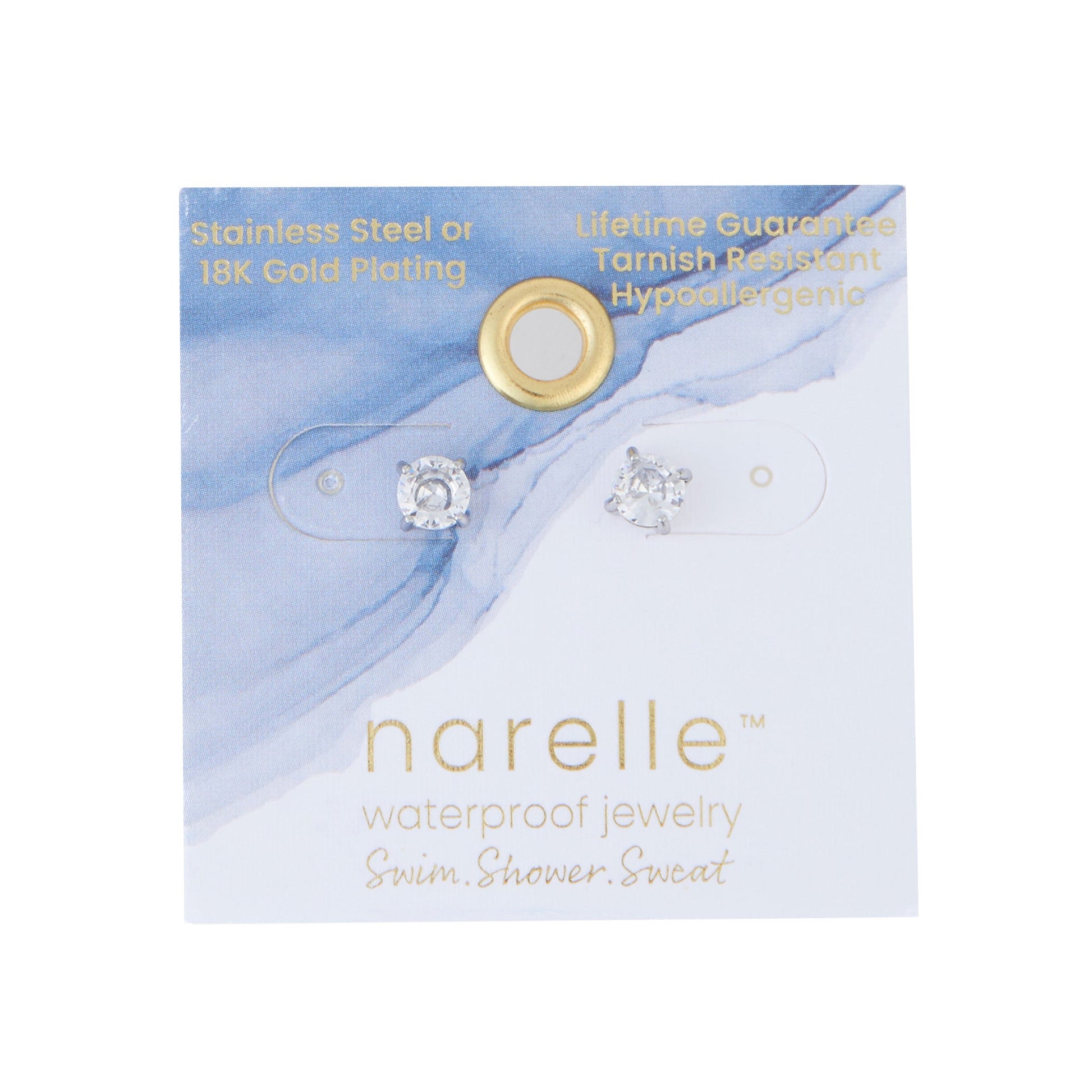Narelle Waterproof 5mm Round Cubic Zirconia Stud Earrings