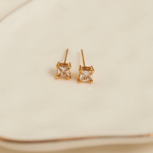 Narelle Waterproof 5mm Square Cubic Zirconia Stud Earrings