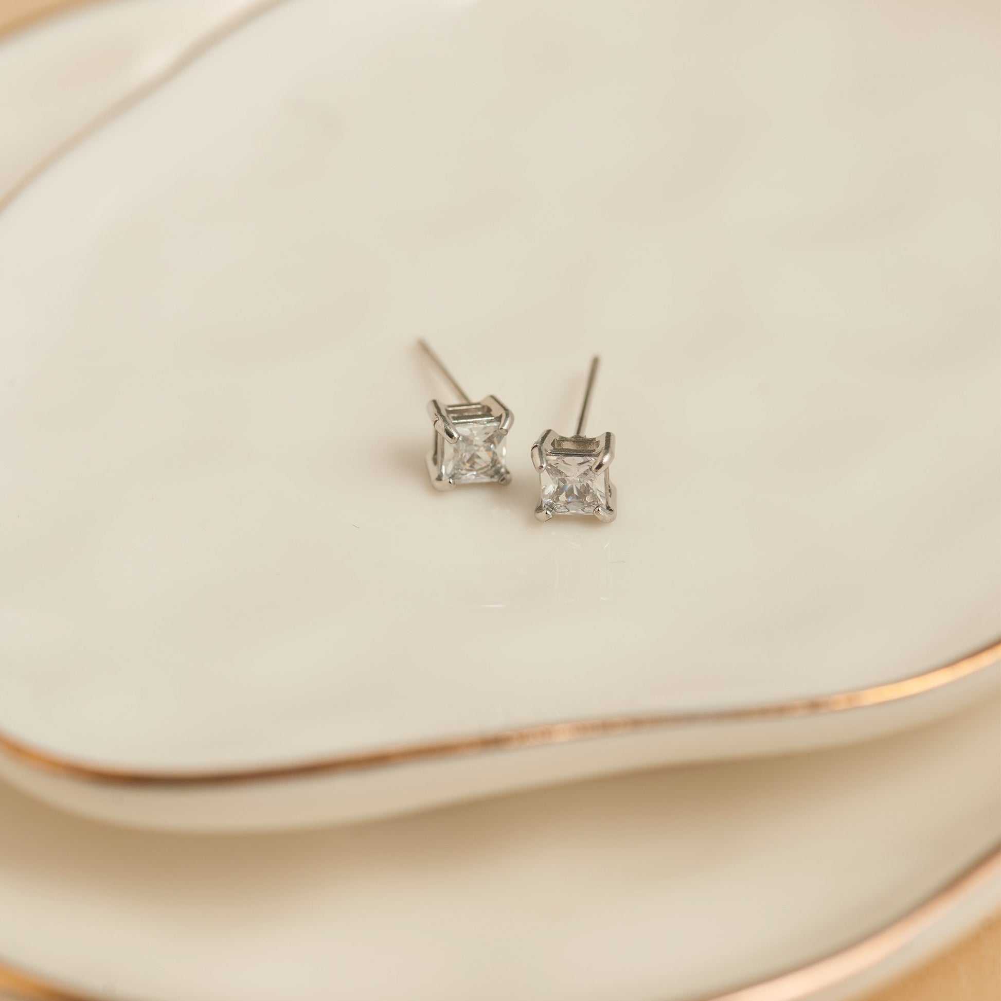 Narelle Waterproof 5mm Square Cubic Zirconia Stud Earrings