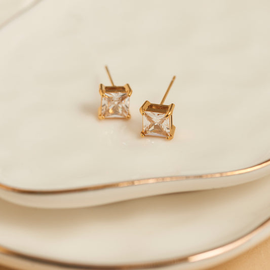 Narelle Waterproof 6mm Square Cubic Zirconia Stud Earrings