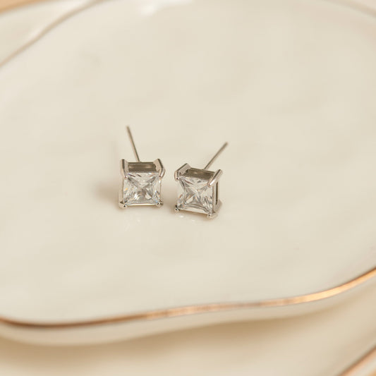 Narelle Waterproof 6mm Square Cubic Zirconia Stud Earrings