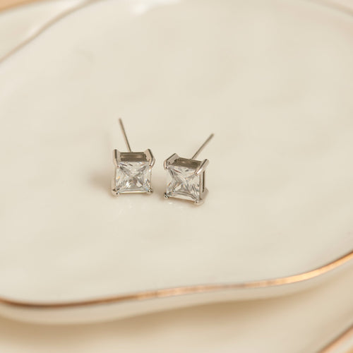 Narelle Waterproof 6mm Square Cubic Zirconia Stud Earrings
