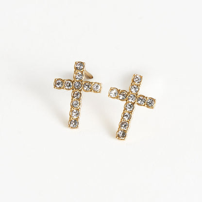 Narelle Waterproof Pave Cross Stud Earrings