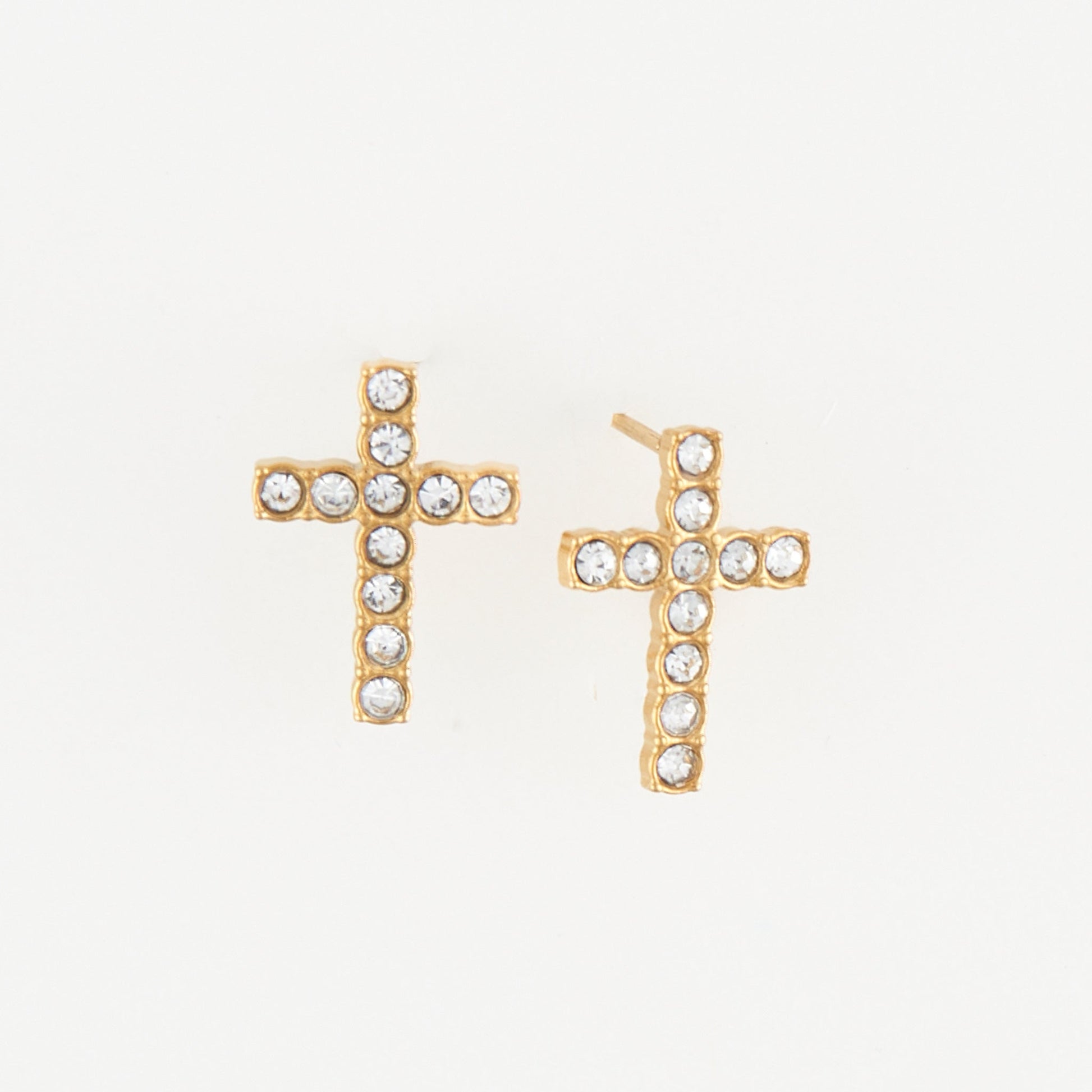 Narelle Waterproof Pave Cross Stud Earrings