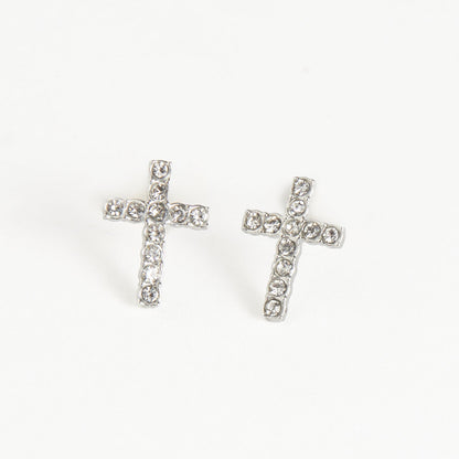 Narelle Waterproof Pave Cross Stud Earrings