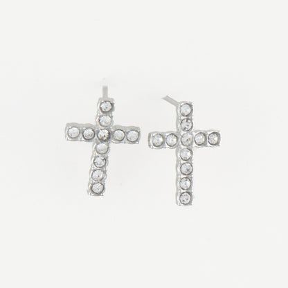 Narelle Waterproof Pave Cross Stud Earrings