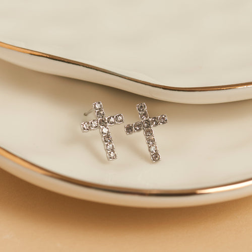 Narelle Waterproof Pave Cross Stud Earrings
