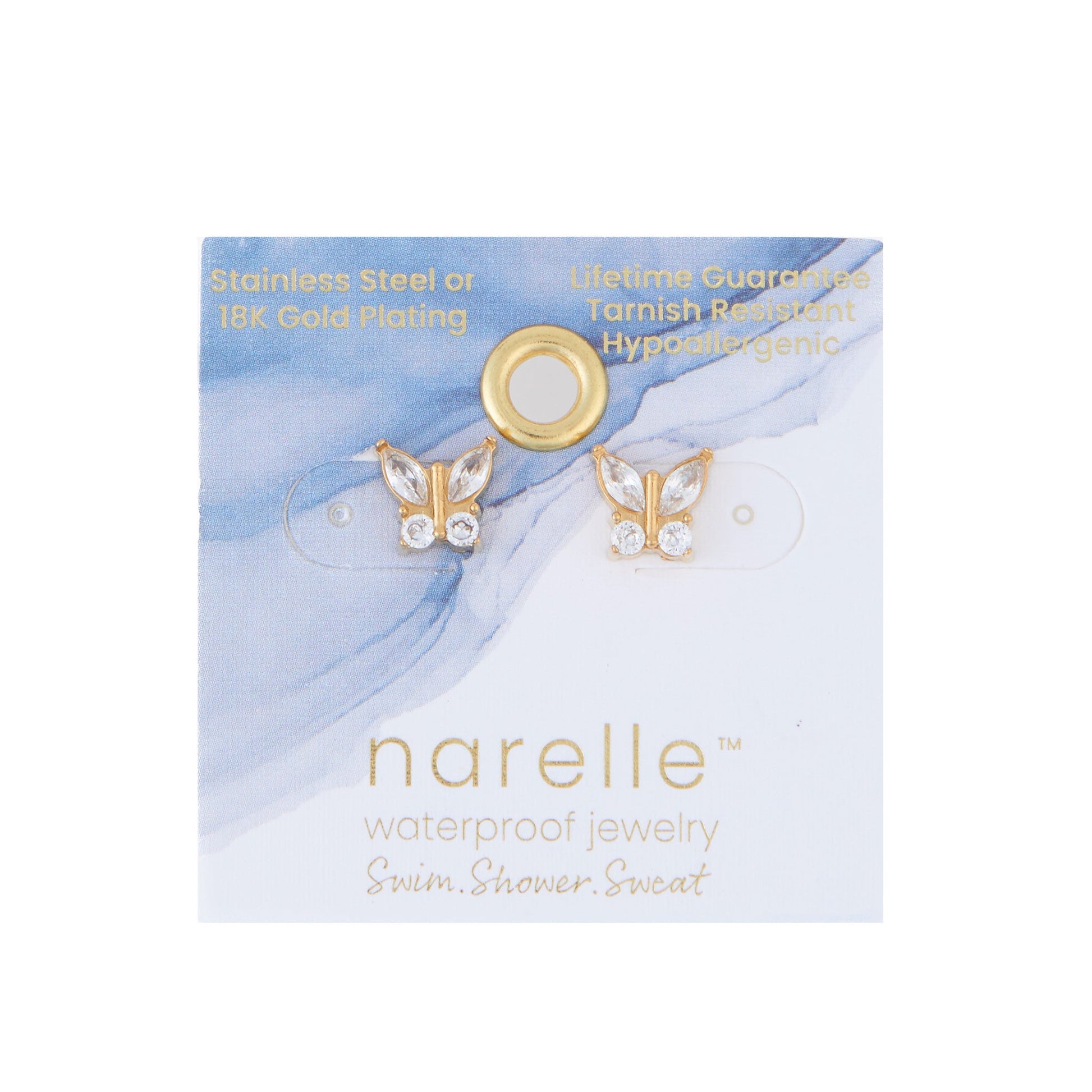 Narelle Waterproof Crystal Butterfly Stud Earrings