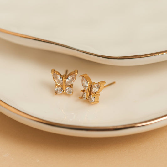 Narelle Waterproof Crystal Butterfly Stud Earrings