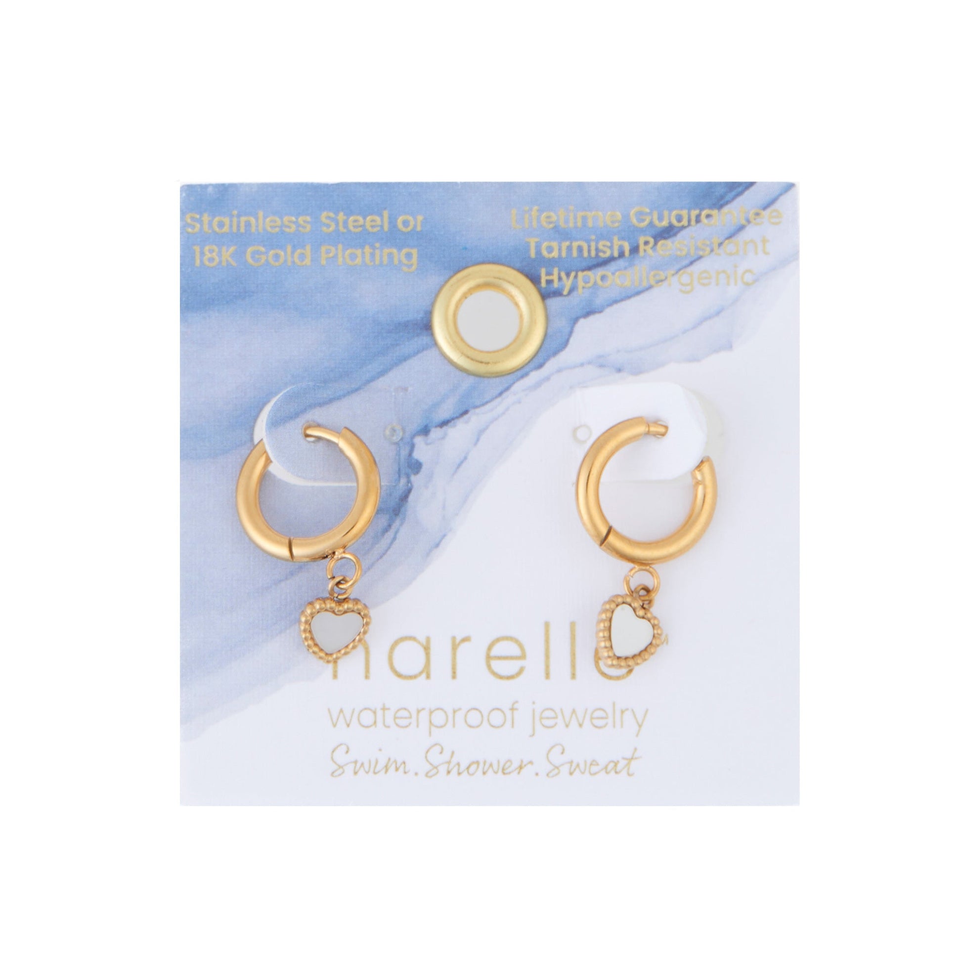 Narelle Waterproof Heart Huggie Hoop Earrings