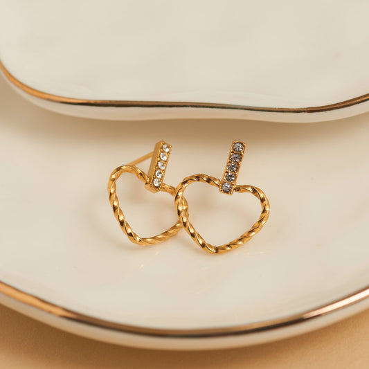 Narelle Waterproof Heart Outline Bar Stud Earrings