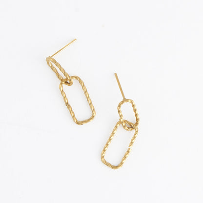 Narelle Waterproof Textured Oval Link Stud Earrings