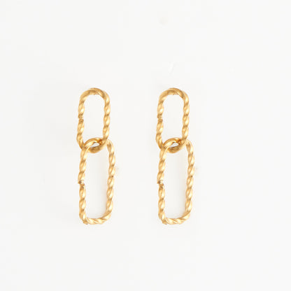 Narelle Waterproof Textured Oval Link Stud Earrings