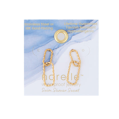 Narelle Waterproof Textured Oval Link Stud Earrings