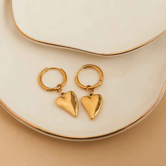 Narelle Waterproof Heart Charm Hoop Earrings