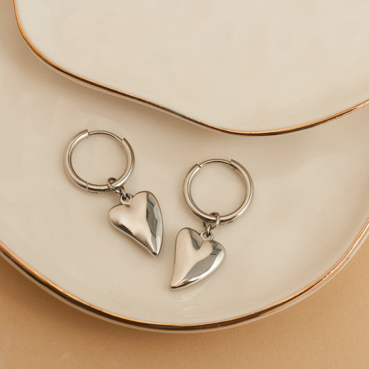Narelle Waterproof Heart Charm Hoop Earrings