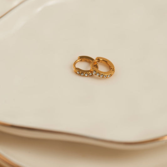 Narelle Waterproof Pave Huggie Hoop Earrings