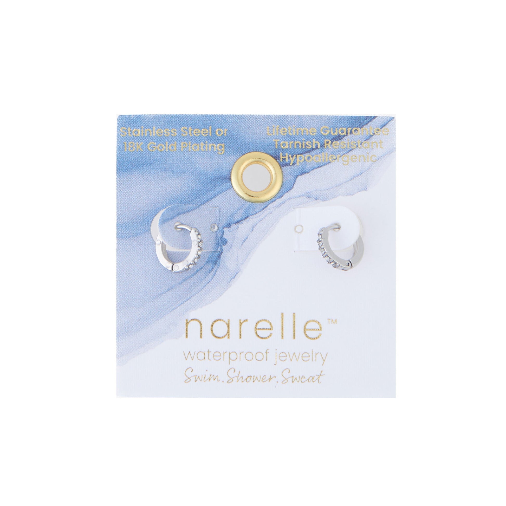 Narelle Waterproof Pave Huggie Hoop Earrings
