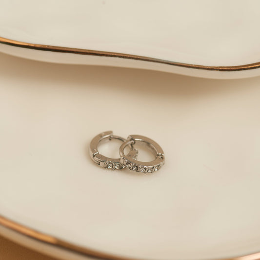 Narelle Waterproof Pave Huggie Hoop Earrings