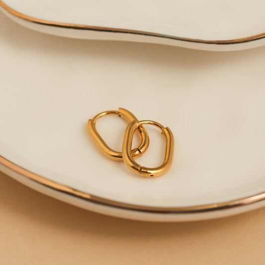 Narelle Waterproof Oval Huggie Hoop Earrings