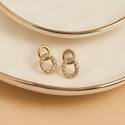 Narelle Waterproof Double Circle Link Stud Earrings