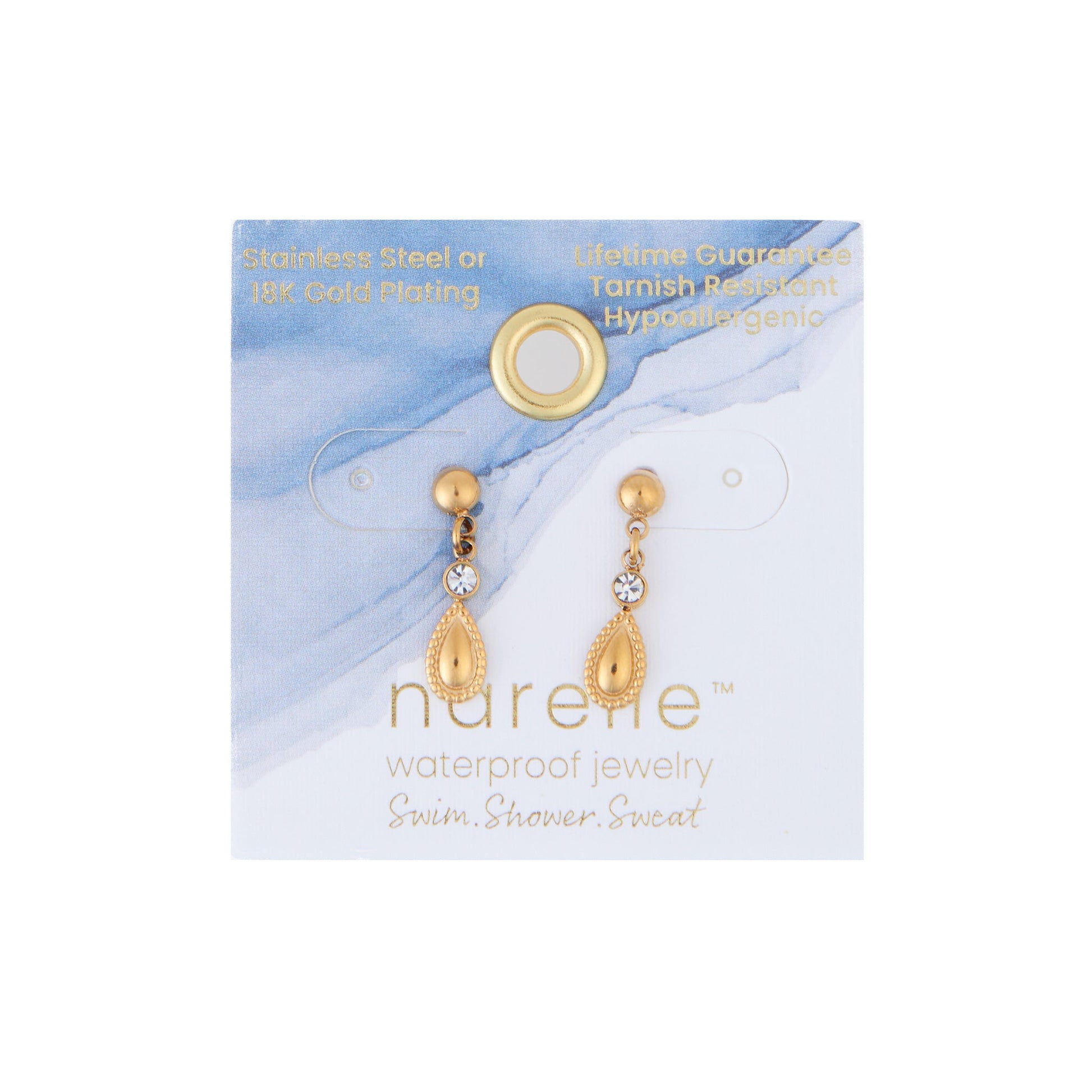 Narelle Waterproof Teardrop Dangle Stud Earrings