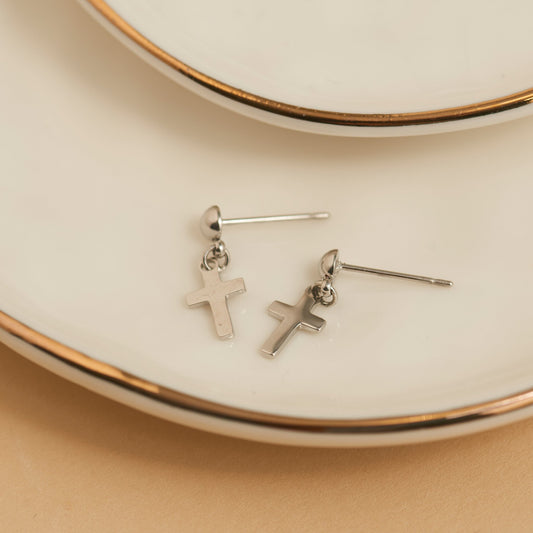 Narelle Waterproof Dangle Cross Stud Earrings
