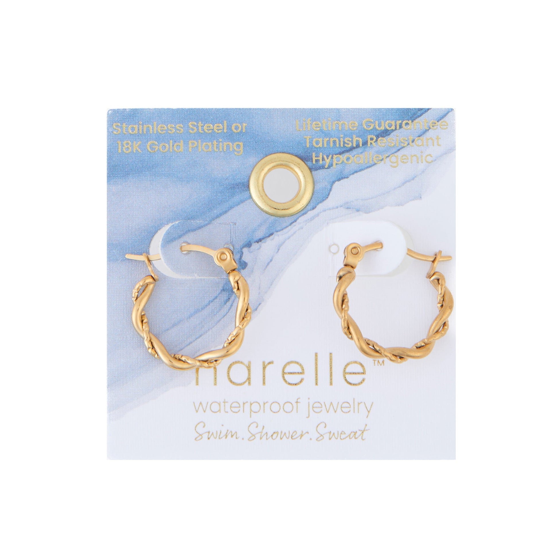 Narelle Waterproof Twisted Hoop Earrings