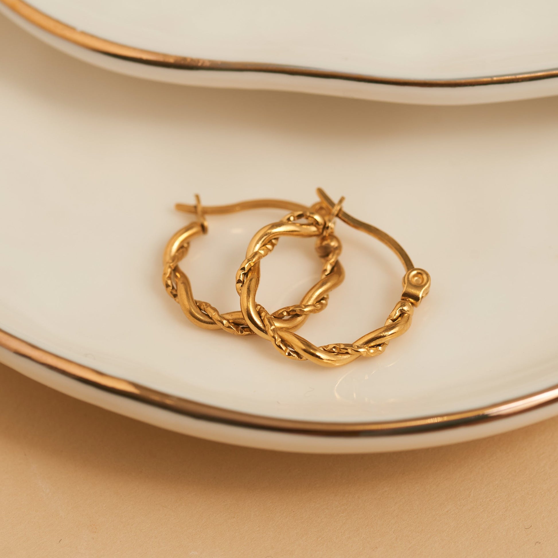 Narelle Waterproof Twisted Hoop Earrings