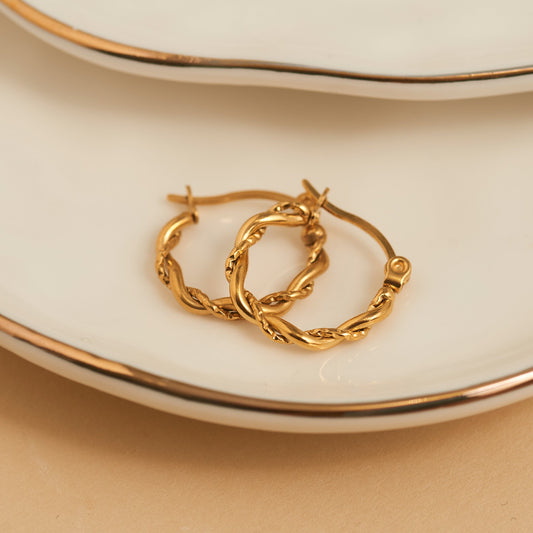 Narelle Waterproof Twisted Hoop Earrings