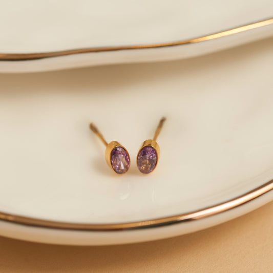 Narelle Waterproof Oval Gem Stud Earrings