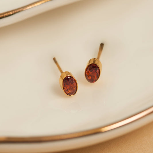 Narelle Waterproof Oval Gem Stud Earrings