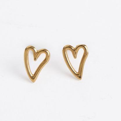 Narelle Waterproof Heart Outline Stud Earrings
