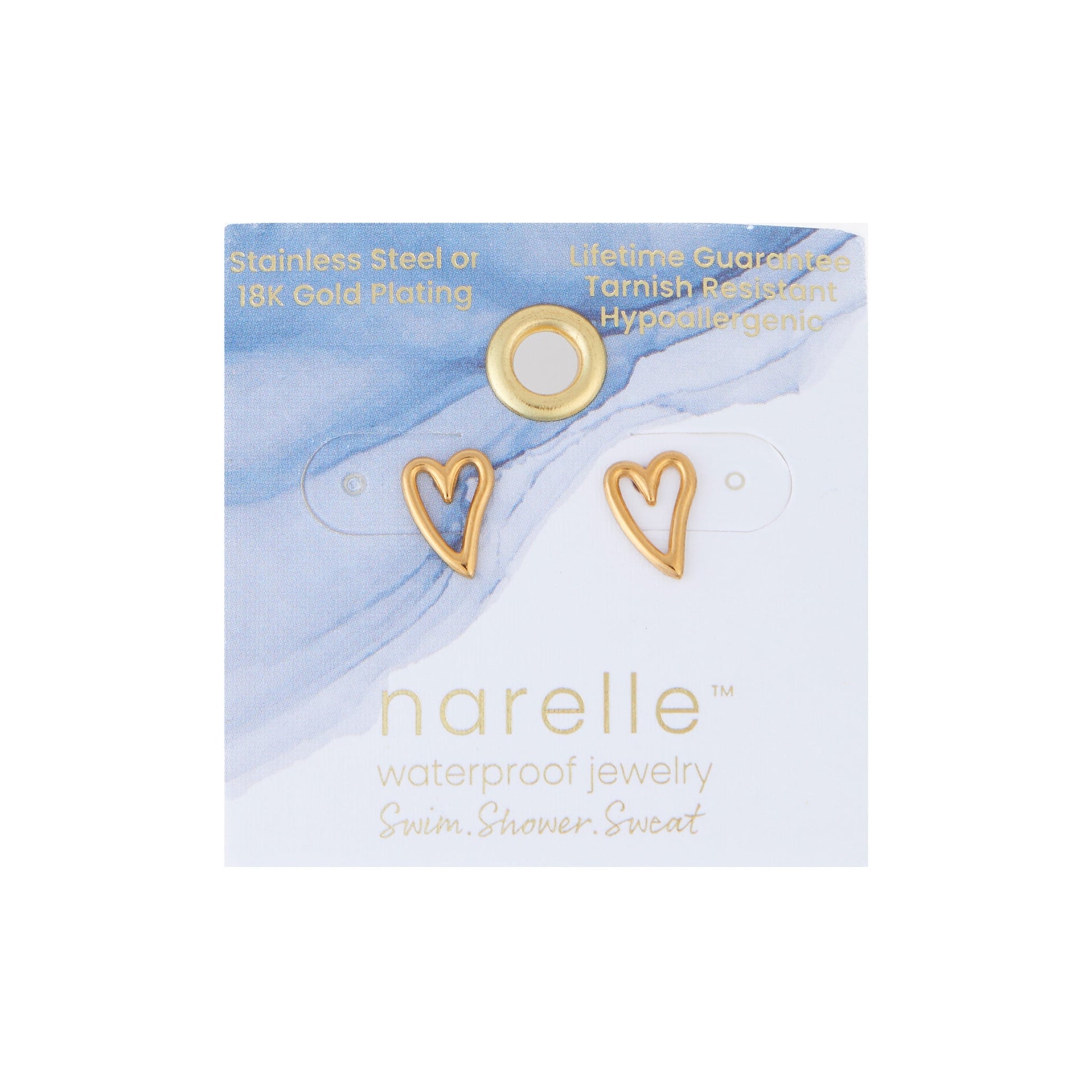 Narelle Waterproof Heart Outline Stud Earrings