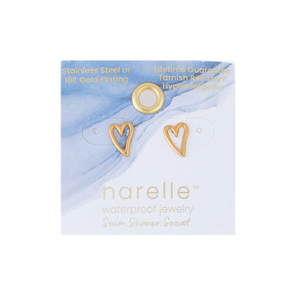 Narelle Waterproof Heart Outline Stud Earrings