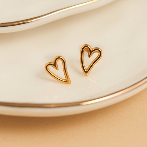 Narelle Waterproof Heart Outline Stud Earrings