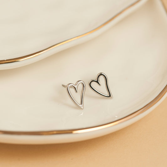 Narelle Waterproof Heart Outline Stud Earrings