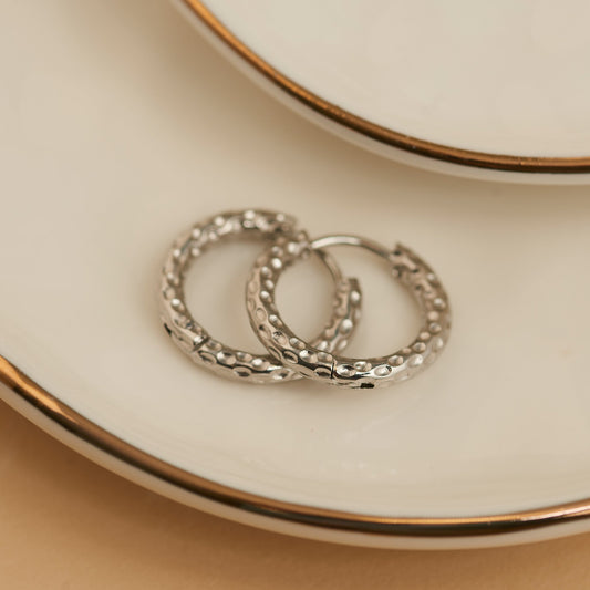 Narelle Waterproof Hammered Huggie Hoop Earrings