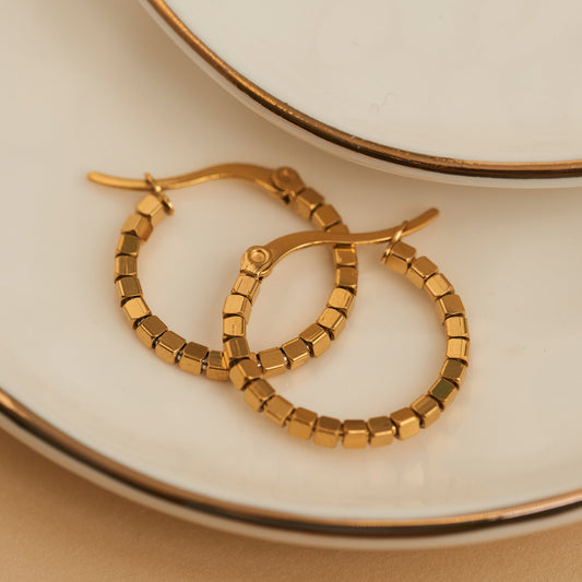 Narelle Waterproof Square Beaded Hoop Earrings