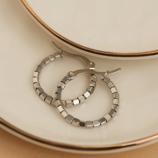 Narelle Waterproof Square Beaded Hoop Earrings