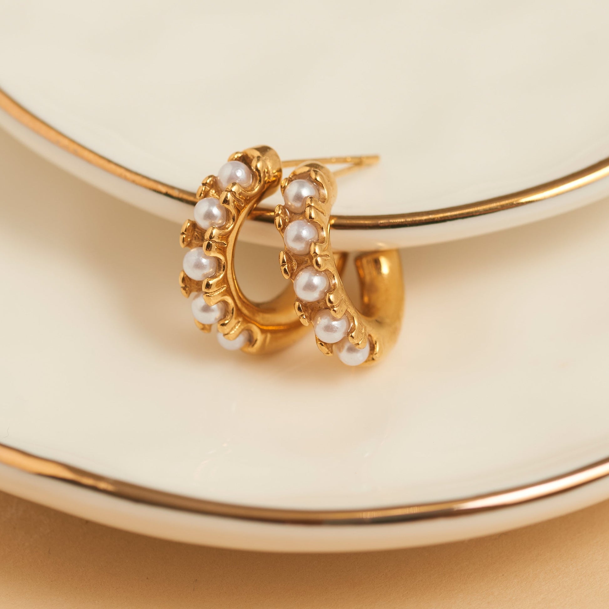 Narelle Waterproof Pearl C-Hoop Earrings
