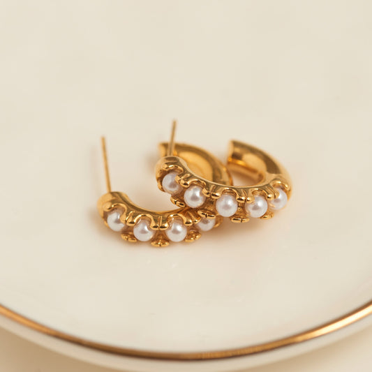 Narelle Waterproof Pearl C-Hoop Earrings