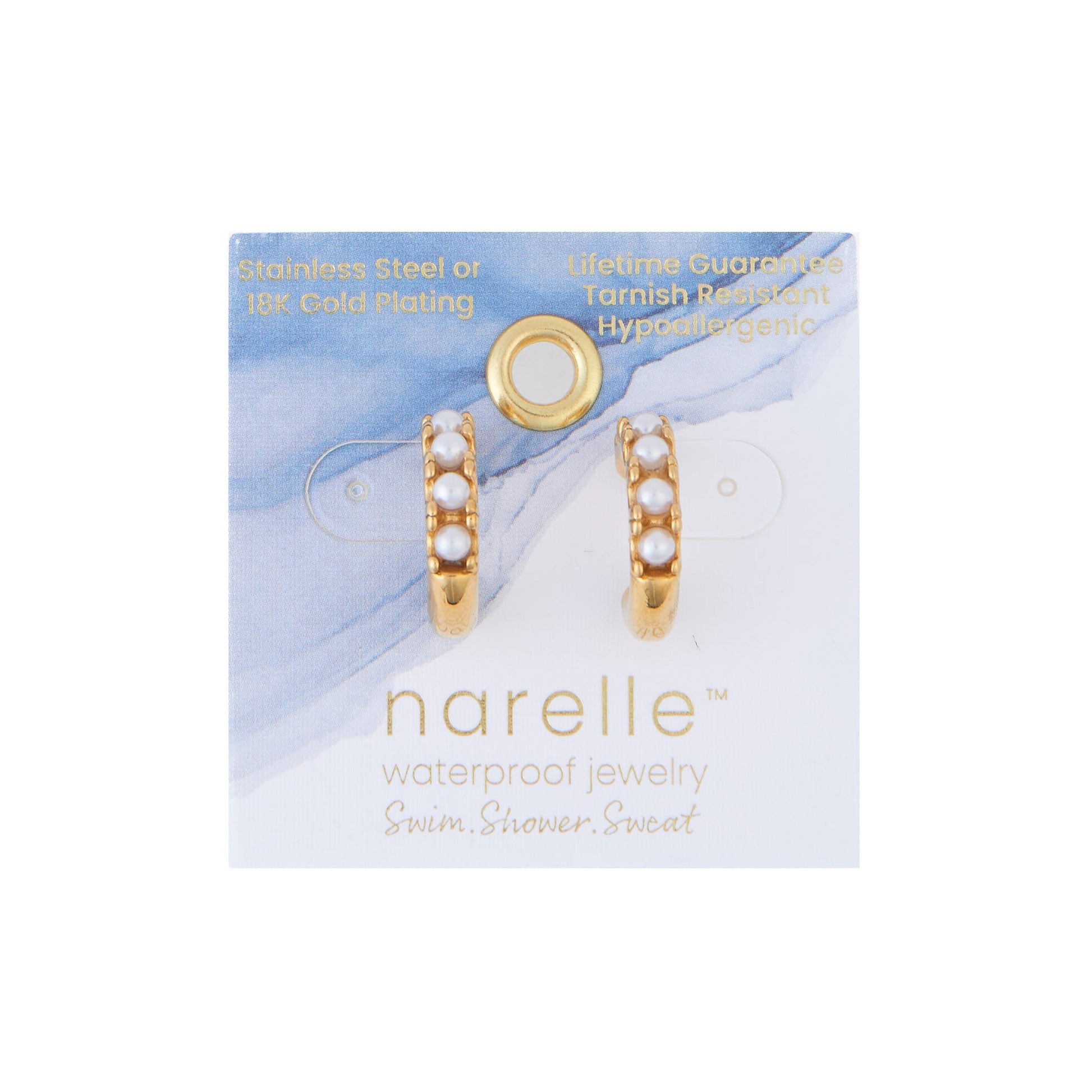 Narelle Waterproof Pearl C-Hoop Earrings
