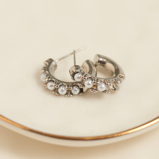 Narelle Waterproof Pearl C-Hoop Earrings